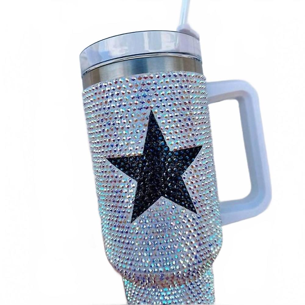 NEW LIVE LOVE GAMEDAY 40 oz star rhinestone tumbler in crystal with midnight blu